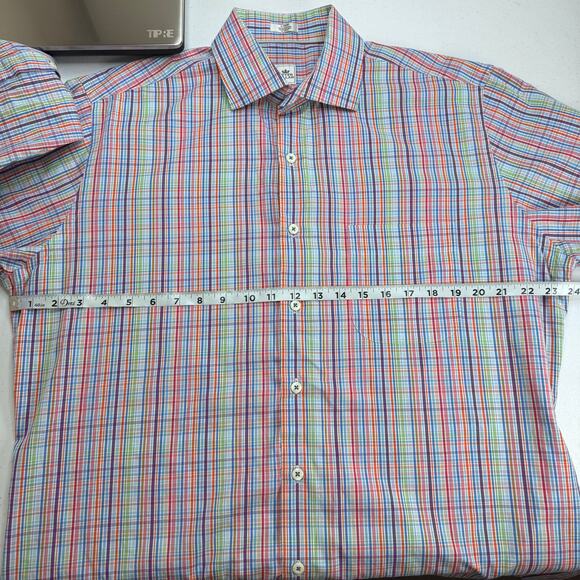 Peter Millar Multicolor Plaid Seaside Finish Button Up Shirt Men's Large‎ Casual - Picture 6 of 8